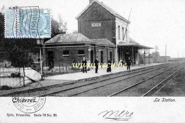 postkaart van Chièvres Het station