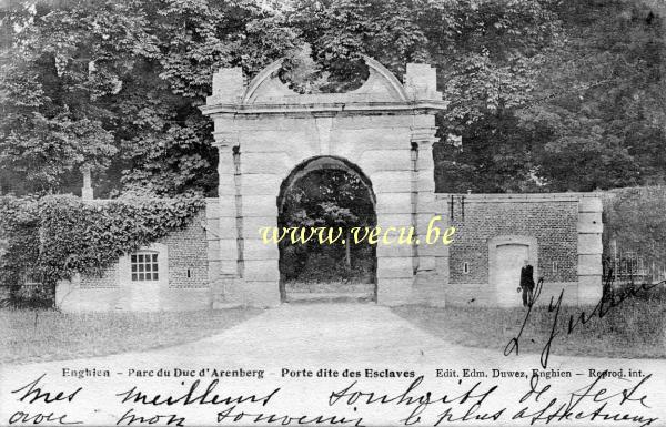 ancienne carte postale de Enghien Parc du Duc d'Arenberg - Porte dite des Esclaves