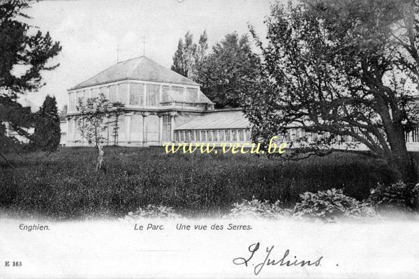 ancienne carte postale de Enghien Le Parc - Une vue des Serres