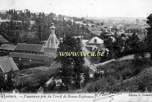ancienne carte postale de Wasmes Panorama pris du terril de Bonne-Espérance