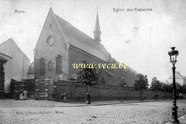 ancienne carte postale de Mons Eglise des Capucins