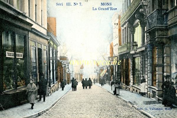 ancienne carte postale de Mons La Grand Rue