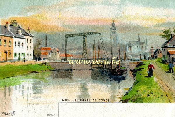 ancienne carte postale de Mons Le Canal de Condé