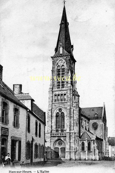 ancienne carte postale de Ham-sur-Heure L'église