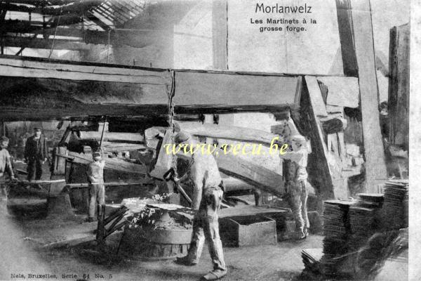 ancienne carte postale de Morlanwelz Les Martinets à la grosse forge