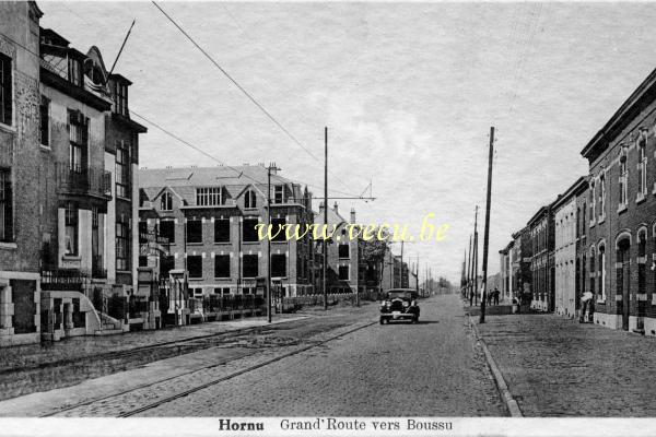 ancienne carte postale de Hornu Grand route vers Boussu