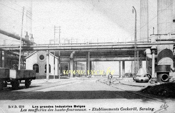 ancienne carte postale de Seraing Les souffleries des hauts-fourneaux - Ets Cockerill