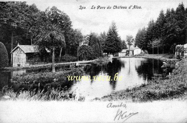 ancienne carte postale de Spa La Parc du Château d'Alsa