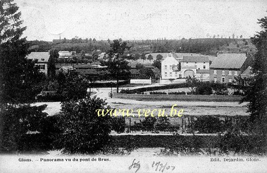 ancienne carte postale de Glons Panorama vu du pont de Brus