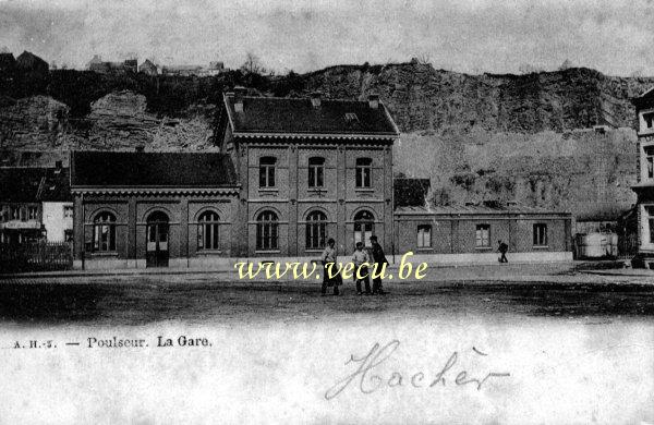 ancienne carte postale de Poulseur La Gare