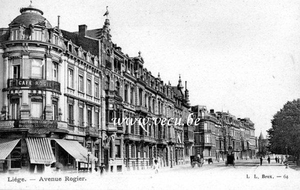 ancienne carte postale de Liège Avenue Rogier