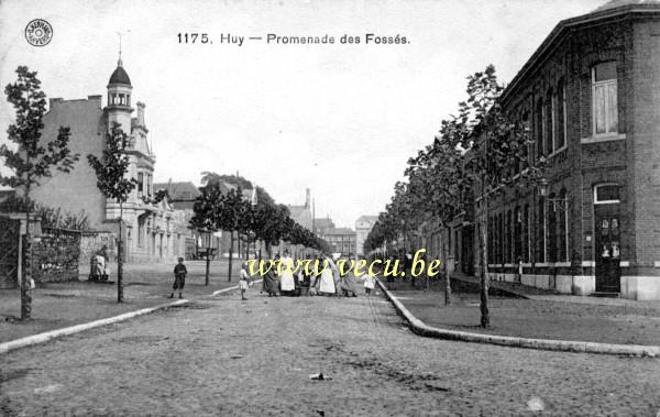 ancienne carte postale de Huy Promenade des Fossés