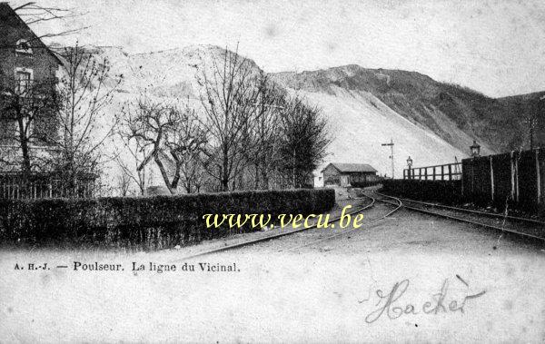 ancienne carte postale de Poulseur La ligne du Vicinal