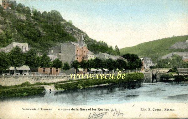 postkaart van Esneux Avenue de la gare et les Roches