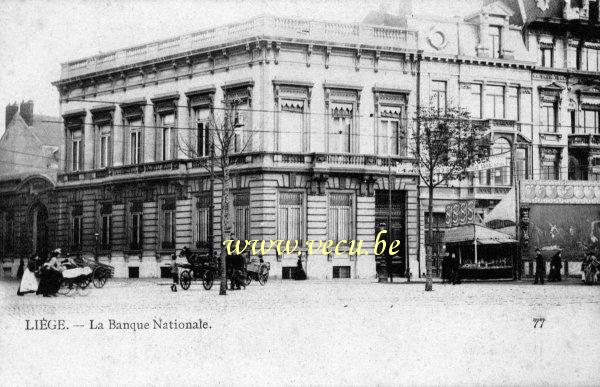 ancienne carte postale de Liège La banque nationale