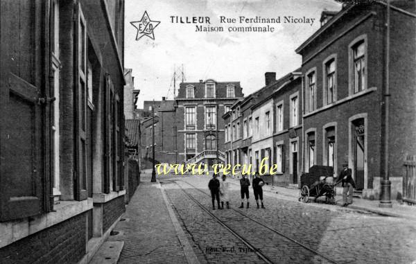 ancienne carte postale de Tilleur Rue Ferdinand Nicolay - Maison Communale