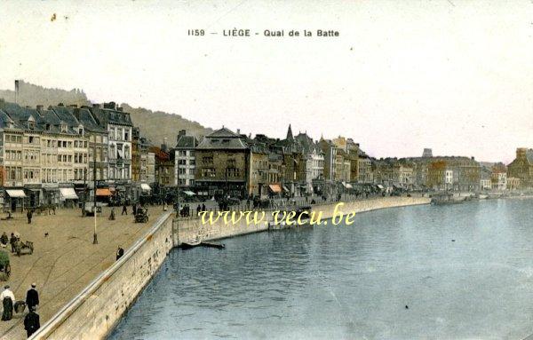 ancienne carte postale de Liège Quai de la batte