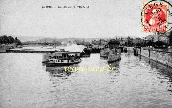 ancienne carte postale de Liège La Meuse à l'Evêché
