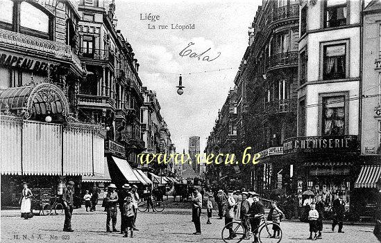 ancienne carte postale de Liège La rue Léopold