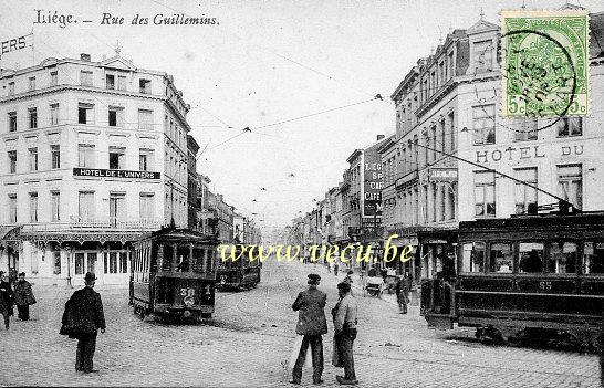 ancienne carte postale de Liège Rue des Guillemins