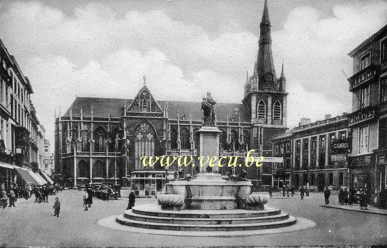 ancienne carte postale de Liège Cathédrale St-Paul et Fontaine de la Vierge