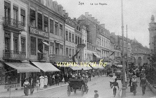 ancienne carte postale de Spa La rue Royale