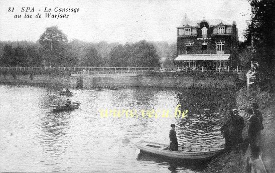 ancienne carte postale de Spa Le canotage au lac de Warfaaz