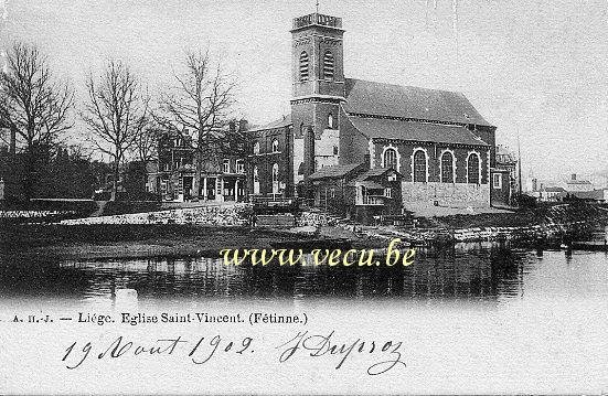 ancienne carte postale de Liège Eglise Saint-Vincent (Fétinne)