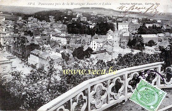 ancienne carte postale de Spa Panorama pris de la Montagne Annette et Lubin