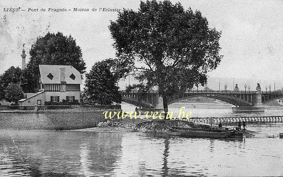 ancienne carte postale de Liège Pont de Fragnée - Maison de l'Eclusier