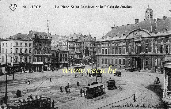 ancienne carte postale de Liège La Place Saint-Lambert et le Palais de Justice