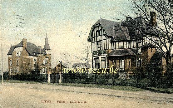 ancienne carte postale de Liège Villas à Cointe