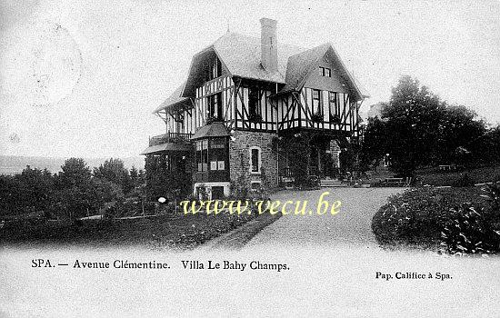 ancienne carte postale de Spa Avenue Clémentine - Villa Le Bahy Champs