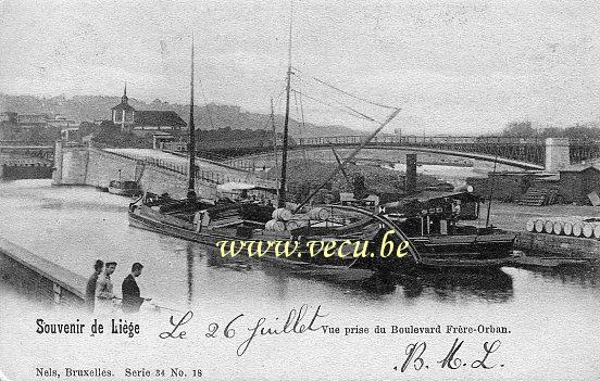 ancienne carte postale de Liège Vue prise du Boulevard Frère-Orban
