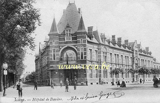 ancienne carte postale de Liège Hôpital de Bavière