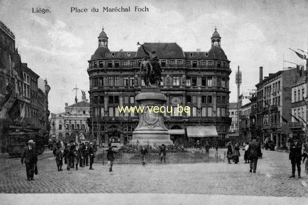 ancienne carte postale de Liège Place du maréchal Foch