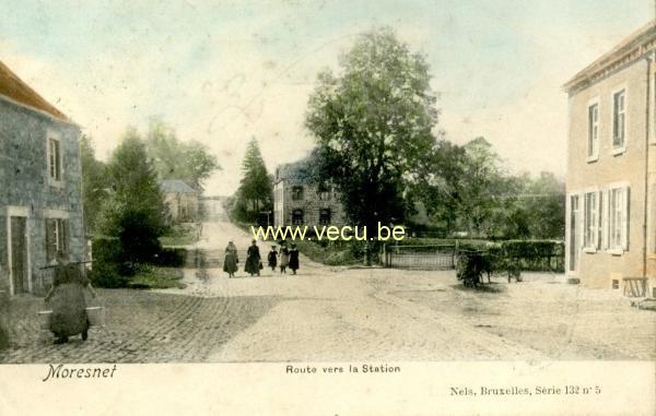 ancienne carte postale de Moresnet Route vers la Station