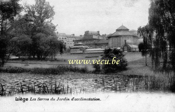 ancienne carte postale de Liège Les Serres du jardin d'acclimatation