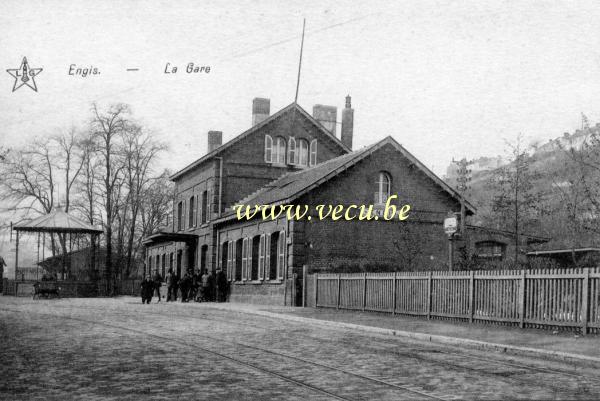 ancienne carte postale de Engis La gare