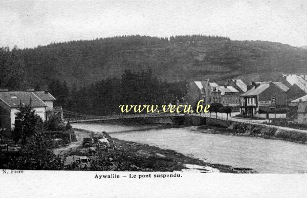 ancienne carte postale de Aywaille Le pont suspendu
