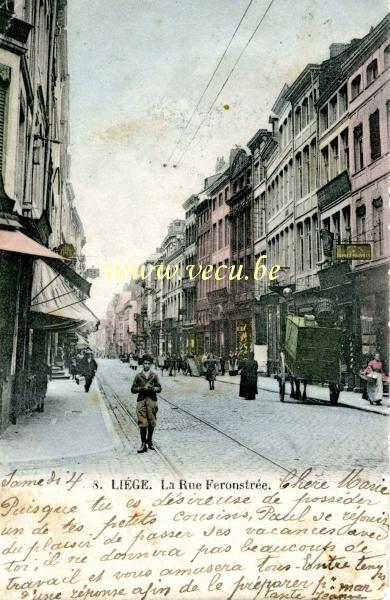 ancienne carte postale de Liège La rue Feronstrée
