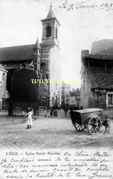 ancienne carte postale de Liège Eglise Saint-Nicolas
