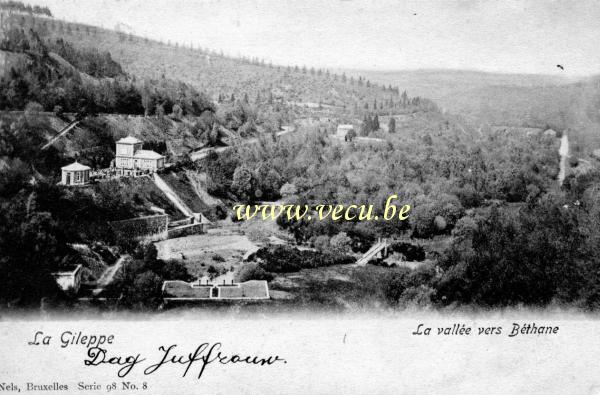 ancienne carte postale de La Gileppe La vallée vers Béthane