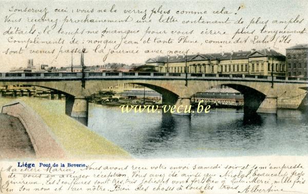 ancienne carte postale de Liège Pont de la Boverie