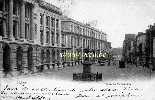 ancienne carte postale de Liège Place de l'université