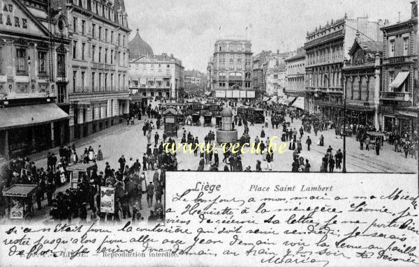 ancienne carte postale de Liège Place Saint Lambert