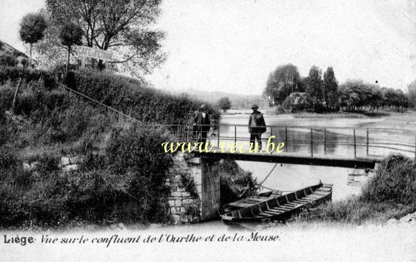 postkaart van Luik Vue sur le confluent de l'Ourthe et de la Meuse.  Entrée du café de Fetinne