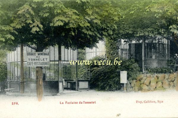 ancienne carte postale de Spa La Fontaine du tonnelet