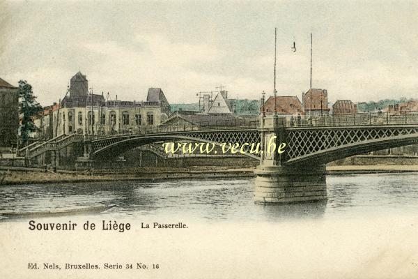ancienne carte postale de Liège La Passerelle