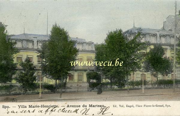 ancienne carte postale de Spa Villa Marie-Henriette - Avenue du marteau